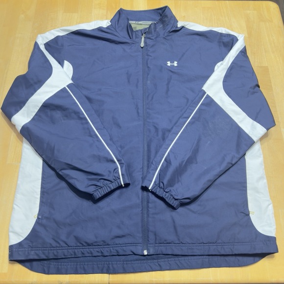 Under Armour Men's Training Windbreaker Jacket Navy Blue White Vintage XXL - Picture 1 of 14